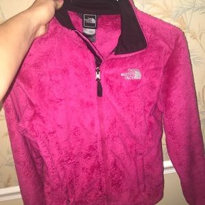 Pink fuzzy north face